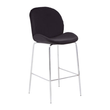 Black velvet chrome tamzin bar chair with curved supportive seat and chrome metal legs perfect for kitchen bars