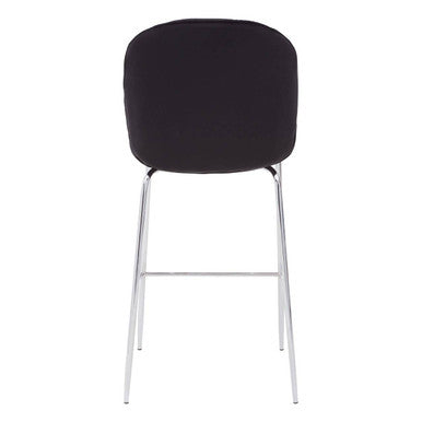 Tamzin black velvet bar chair with black velvet chrome finish and sleek chrome legs perfect for home bars