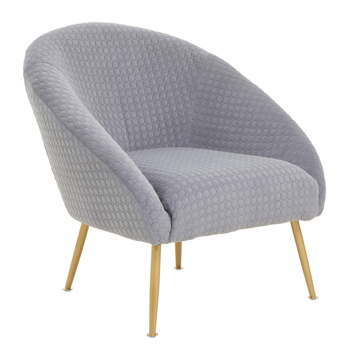 Tania grey occasional chair with grey honeycomb upholstery and slender gold-tone legs perfect as a grey occasional chair