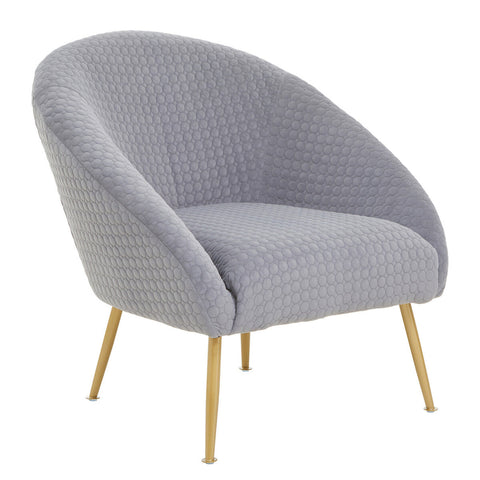 Tania grey occasional chair with grey honeycomb upholstery and slender gold-tone legs perfect as a grey occasional chair
