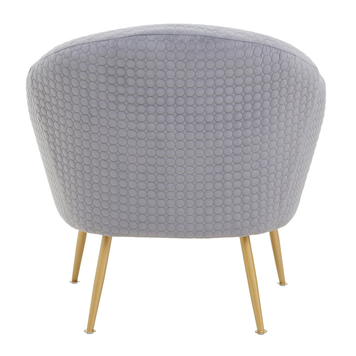 Tania grey occasional chair with grey quilted honeycomb fabric and slender gold-tone legs perfect for living rooms