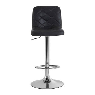Tara grey faux leather bar chair with black quilted faux leather seat and chrome base for stylish bar seating