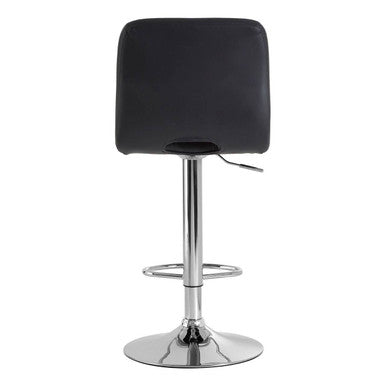Tara grey faux leather bar chair featuring black upholstered faux leather bar seat with chrome adjustable frame