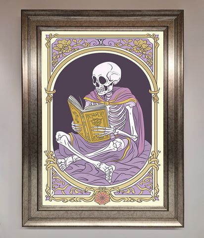 Tarot Skeleton Reader Framed Print