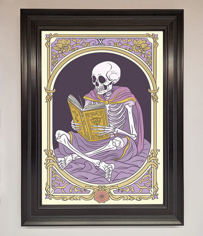 Tarot Skeleton Reader Framed Print