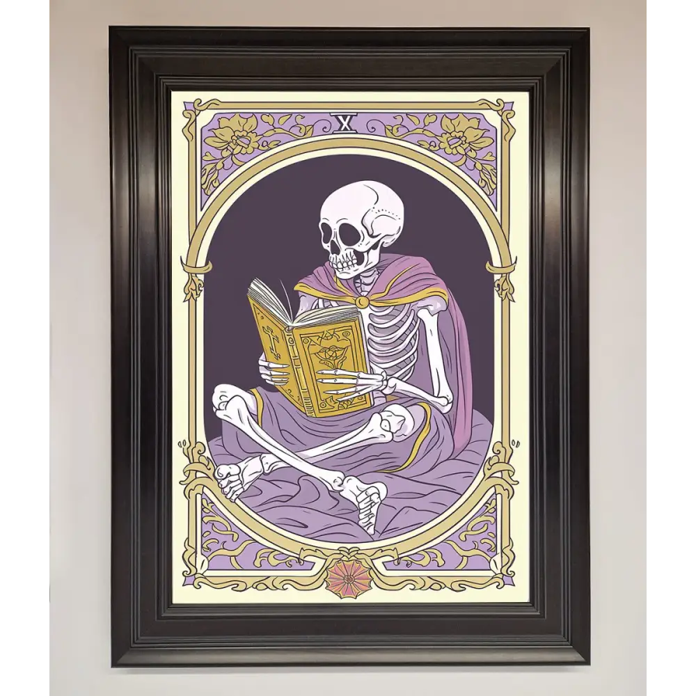 Tarot Skeleton Reader Framed Print - A1 (59.4 x 84.1 cm) / Matt Black - Framed Print
