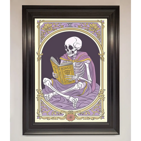 Tarot Skeleton Reader Framed Print - A1 (59.4 x 84.1 cm) / Matt Black - Framed Print