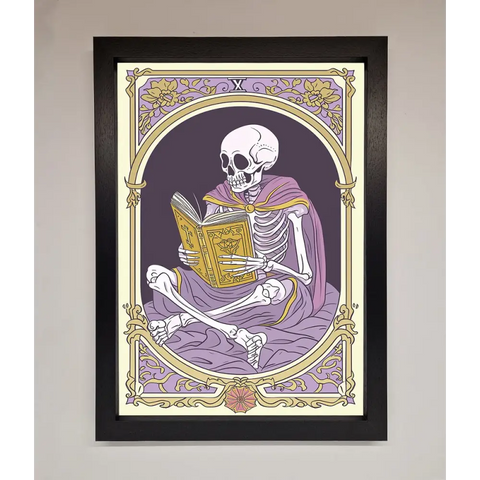 Tarot Skeleton Reader Framed Print - A3 (29.7 x 42 cm) / Black - Framed Print