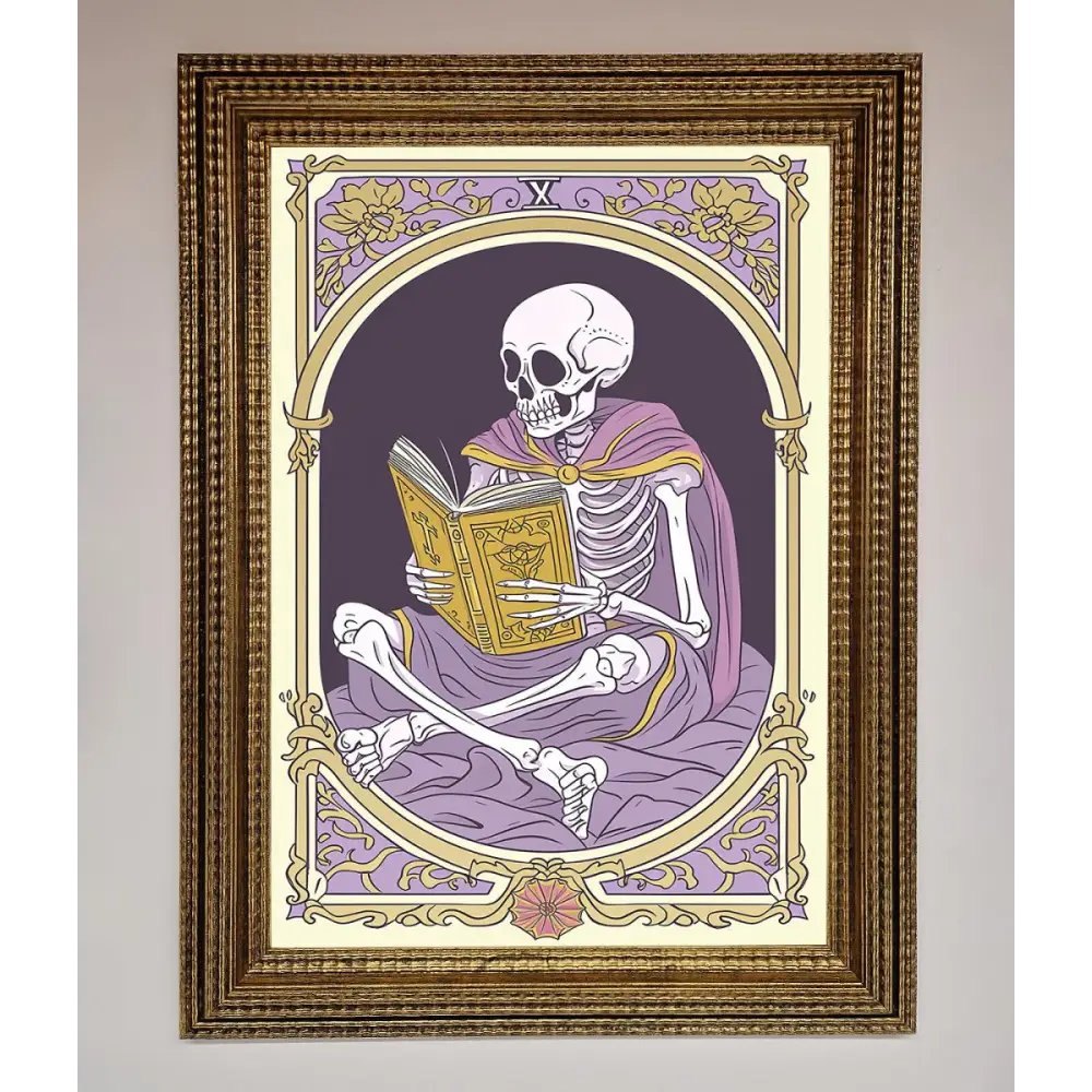 Tarot Skeleton Reader Framed Print - A3 (29.7 x 42 cm) / Ornate Gold - Framed Print