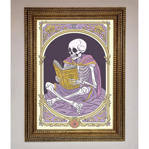 Tarot Skeleton Reader Framed Print - A3 (29.7 x 42 cm) / Ornate Gold - Framed Print