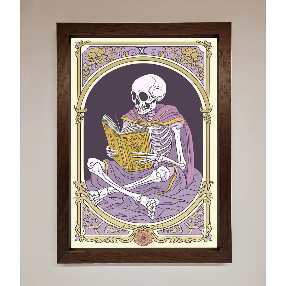 Tarot Skeleton Reader Framed Print - A3 (29.7 x 42 cm) / Walnut - Framed Print