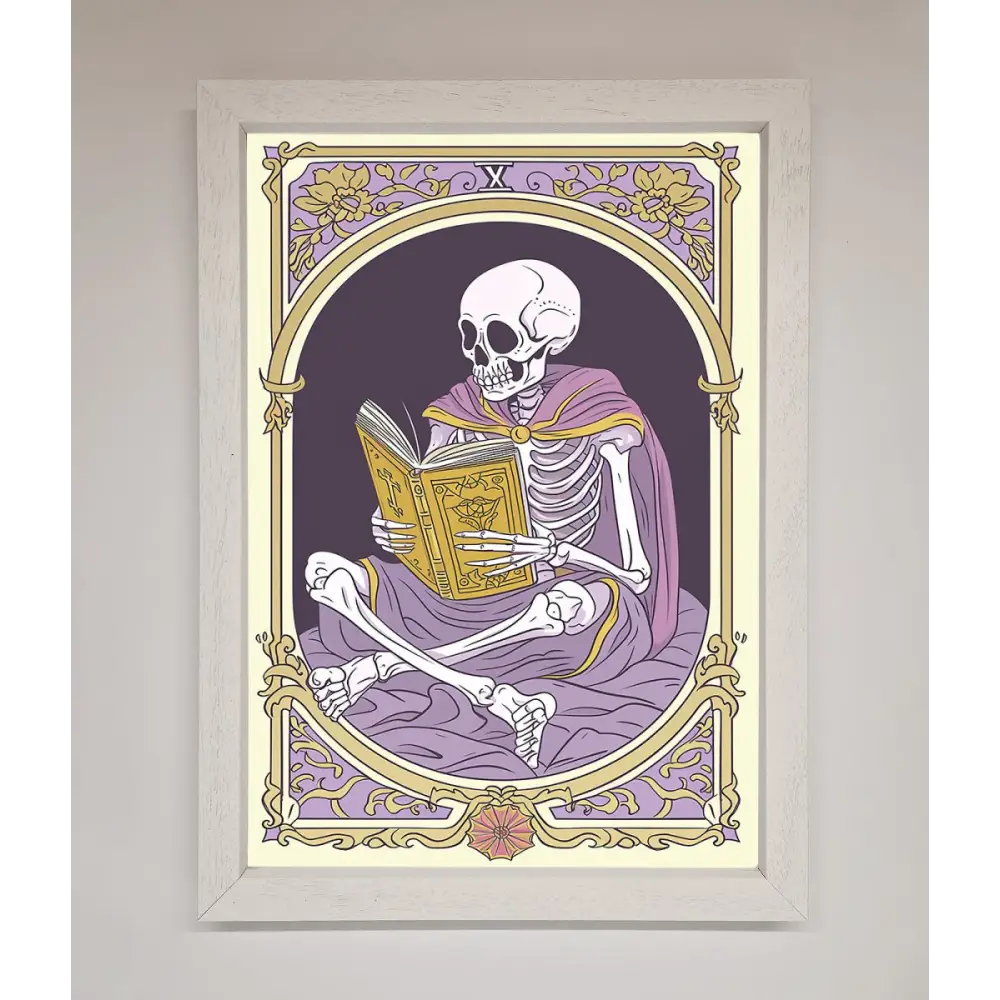 Tarot Skeleton Reader Framed Print - A3 (29.7 x 42 cm) / White - Framed Print