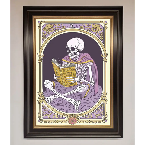 Tarot Skeleton Reader Framed Print - B0 (100 x 141 cm) / Black Gold - Framed Print