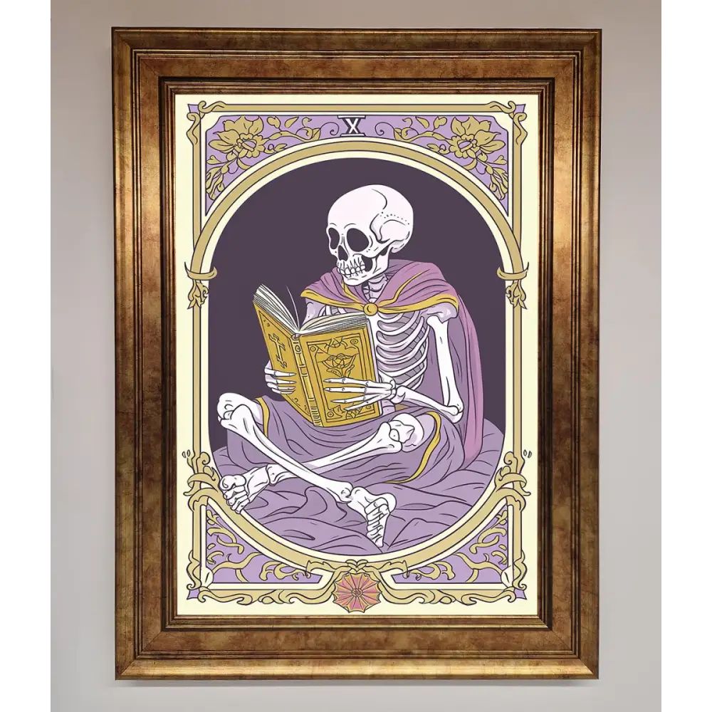 Tarot Skeleton Reader Framed Print - B0 (100 x 141 cm) / Bronze - Framed Print