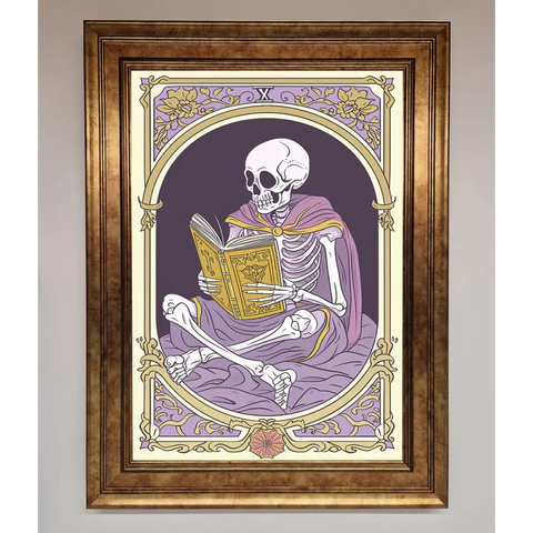 Tarot Skeleton Reader Framed Print - B0 (100 x 141 cm) / Bronze - Framed Print