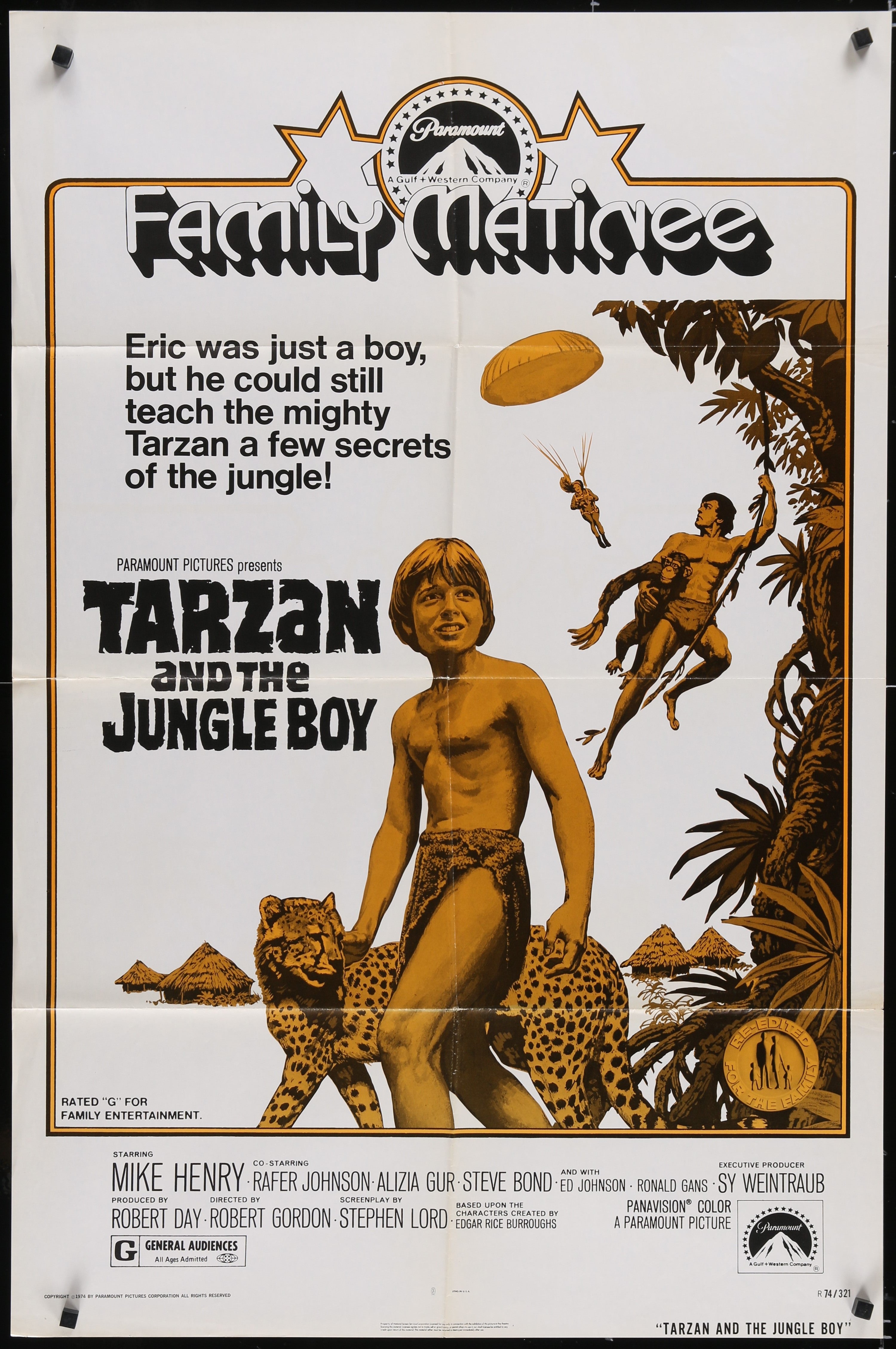 Vintage black-and-white movie poster for tarzan and the jungle boy featuring eric in leopard-print loincloth