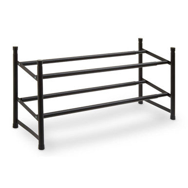 Black metal shoe rack with three horizontal shelves from Tavia two tier shoe rack for organizing shoes efficiently