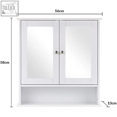 White double mirrored bathroom cabinet by taylor and brown maine white with two doors and a lower shelf