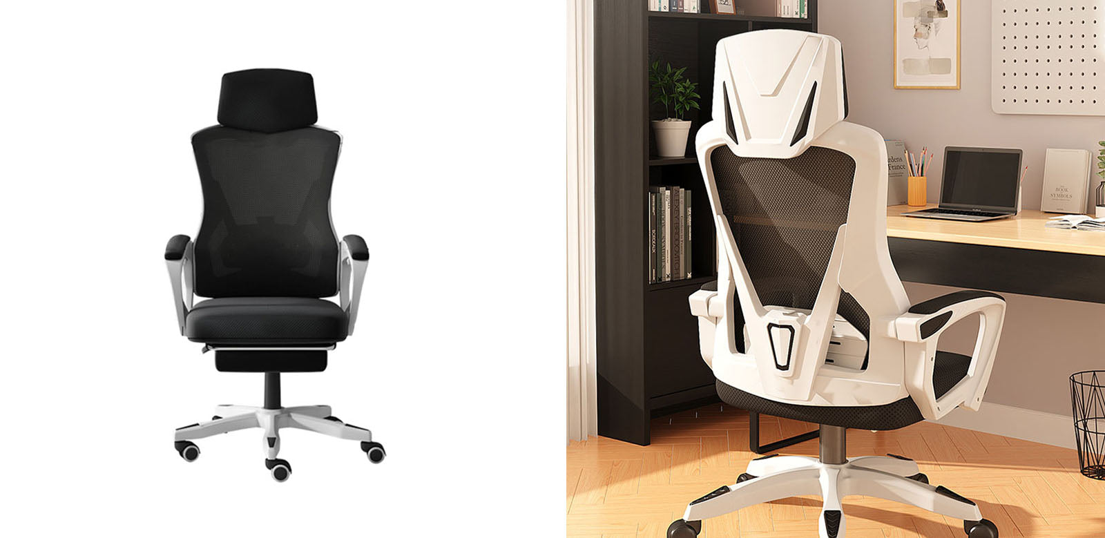 White and black tayona office chair with mesh backrest and silver base designed for ergonomic office use