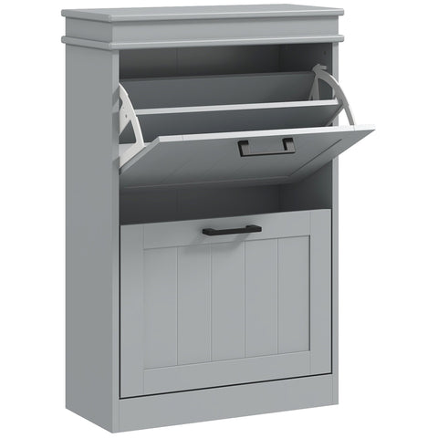HOMCOM Two-Drawer Minimalistic Shoe Storage Cabinet, for 10 Shoes, Grey