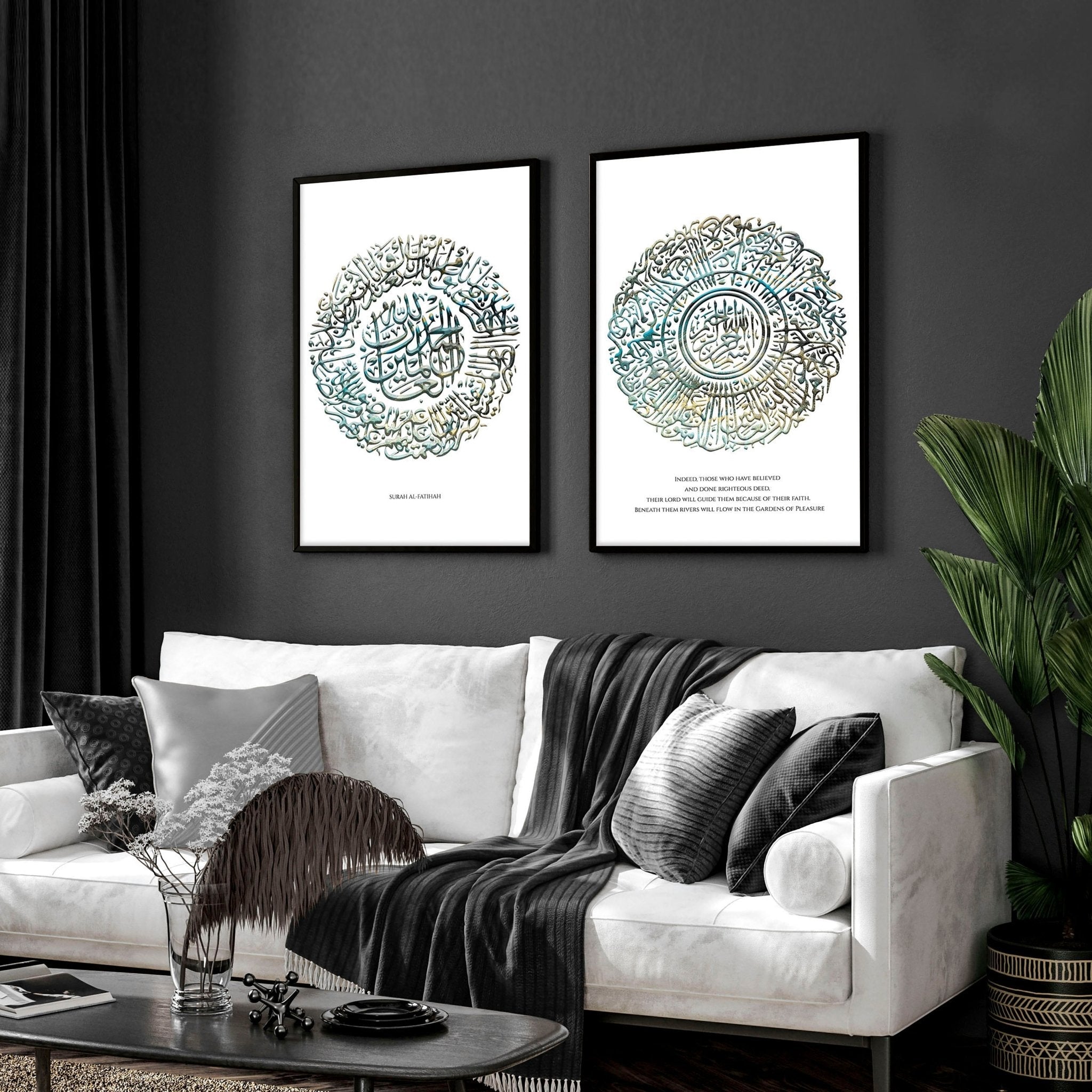 Islamic decoration home | Set of 2 Teal colour wall art