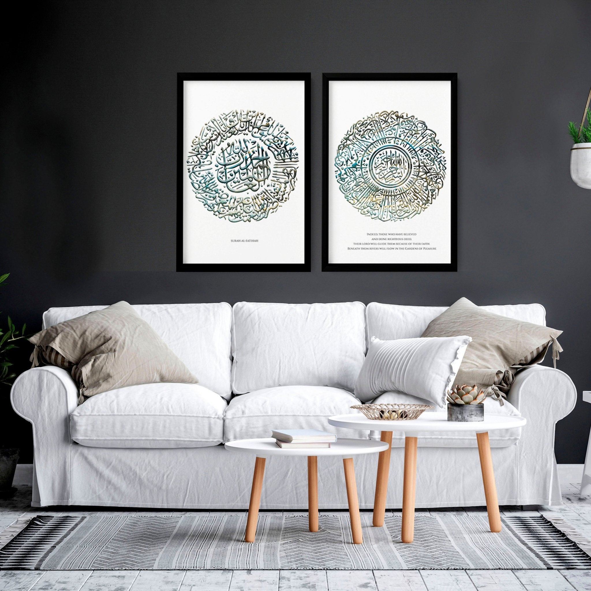 Islamic decoration home | Set of 2 Teal colour wall art