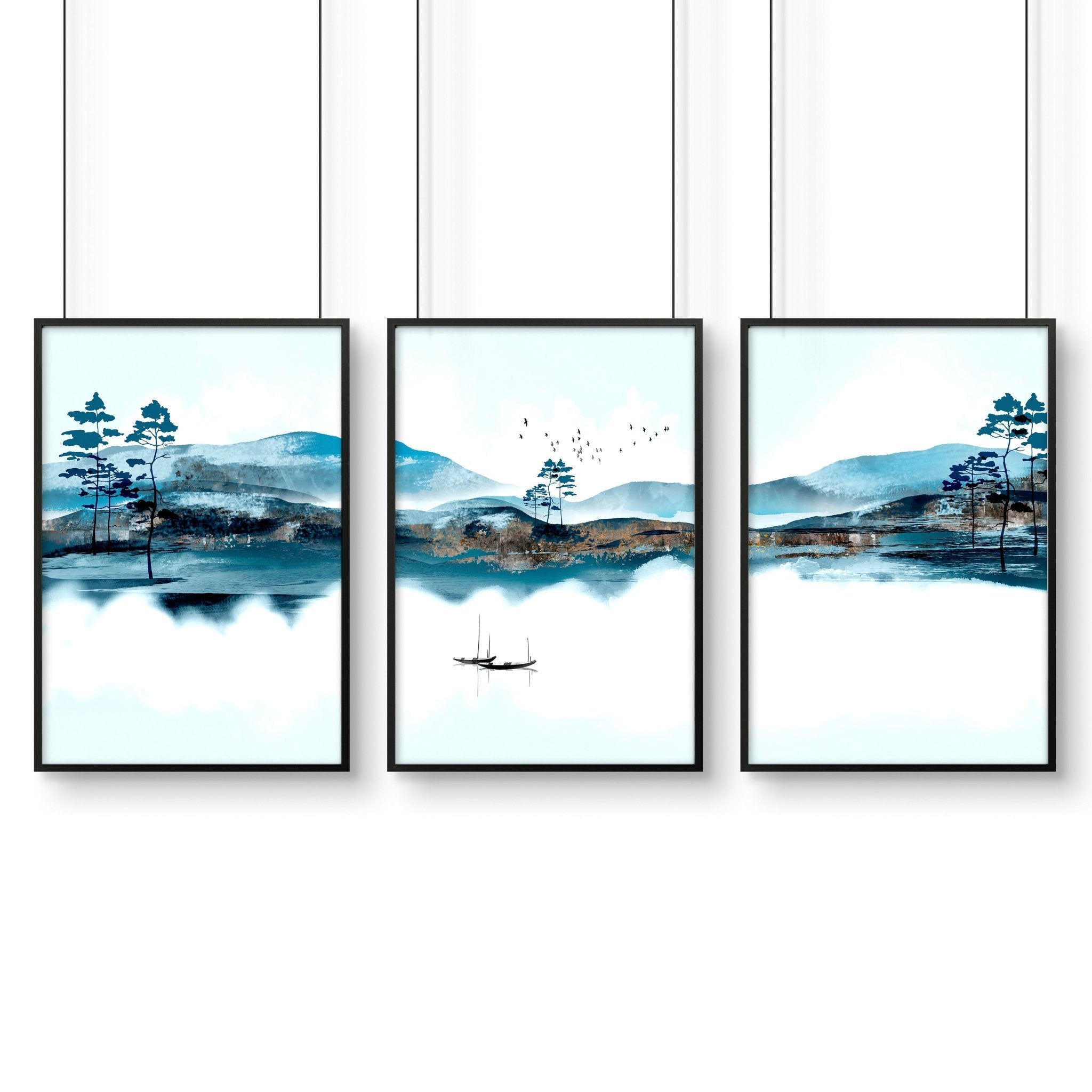 Wall art in sets of 3 for living room decor