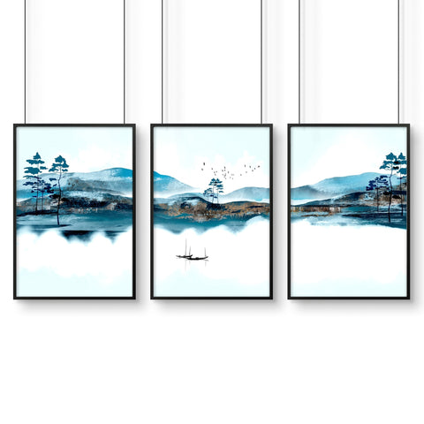 Wall art in sets of 3 for living room decor