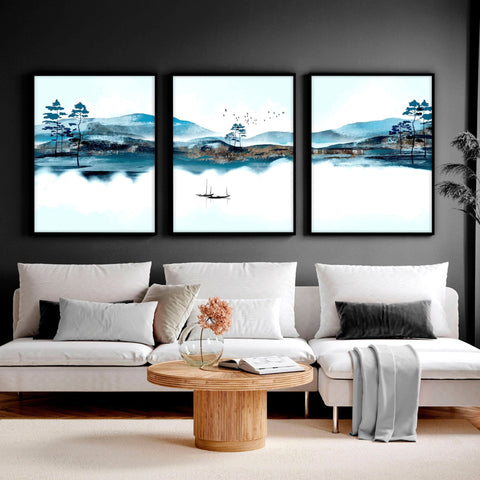 Wall art in sets of 3 for living room decor