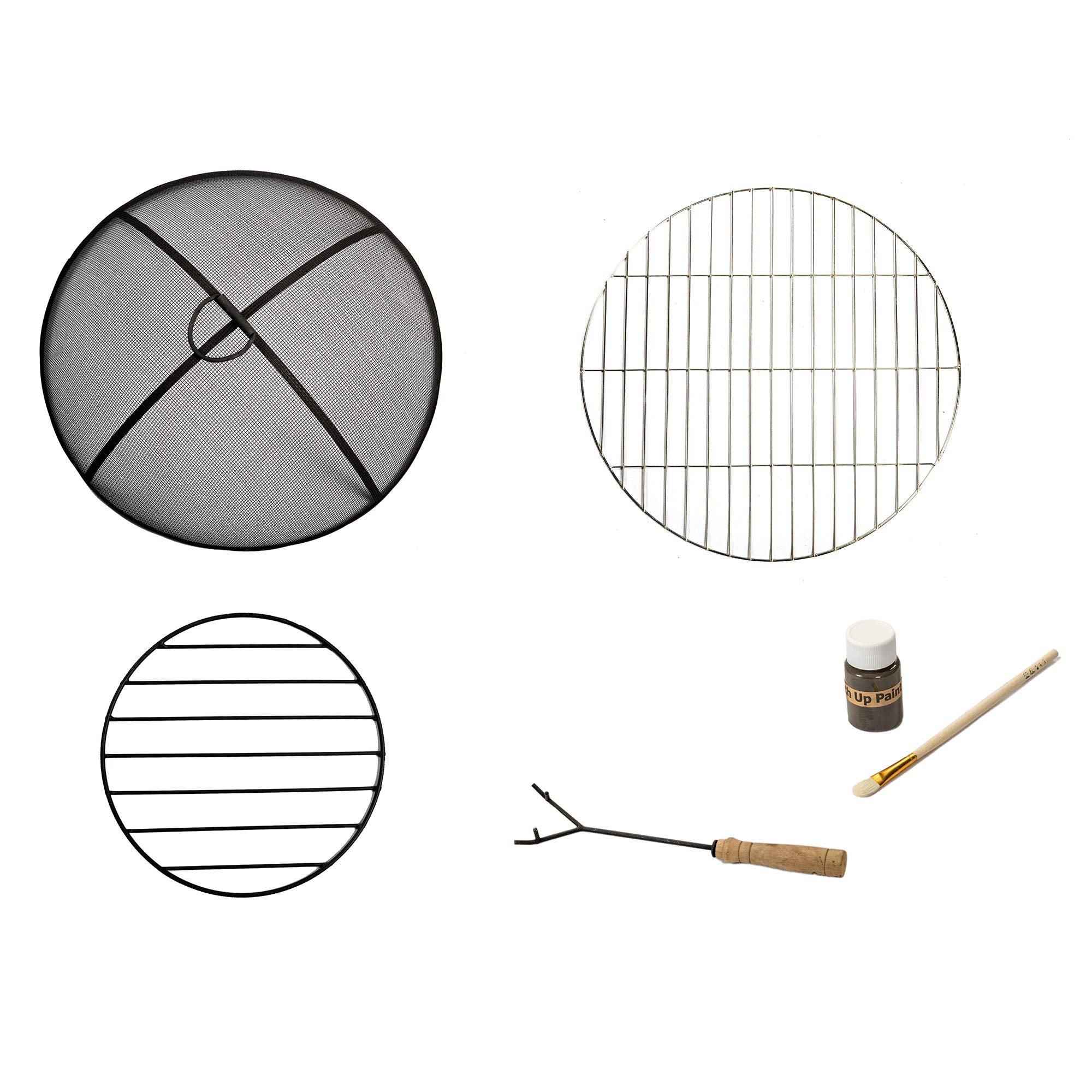 Black mesh fire pit screen with reinforced cross support for teamson home outdoor wood burning fire pit in red