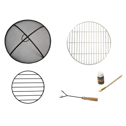 Black mesh fire pit screen with reinforced cross support for teamson home outdoor wood burning fire pit in red