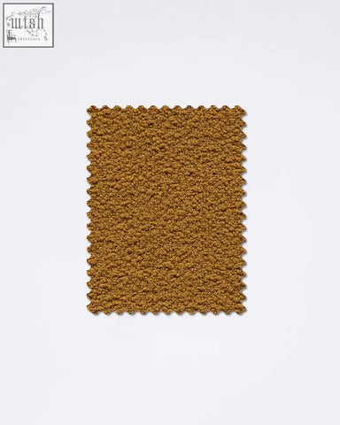 Teddyc-17 boucle fabric sample in mustard yellow with soft plush texture and scalloped edges perfect for upholstery