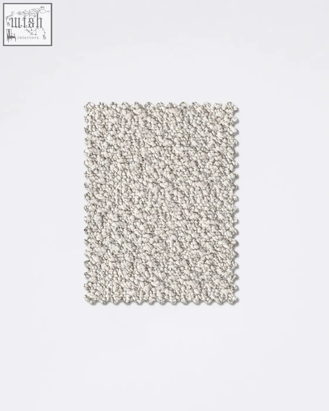 Teddyc-19 boucle fabric sample showing a dense off-white textured boucle fabric with a plush slightly raised surface