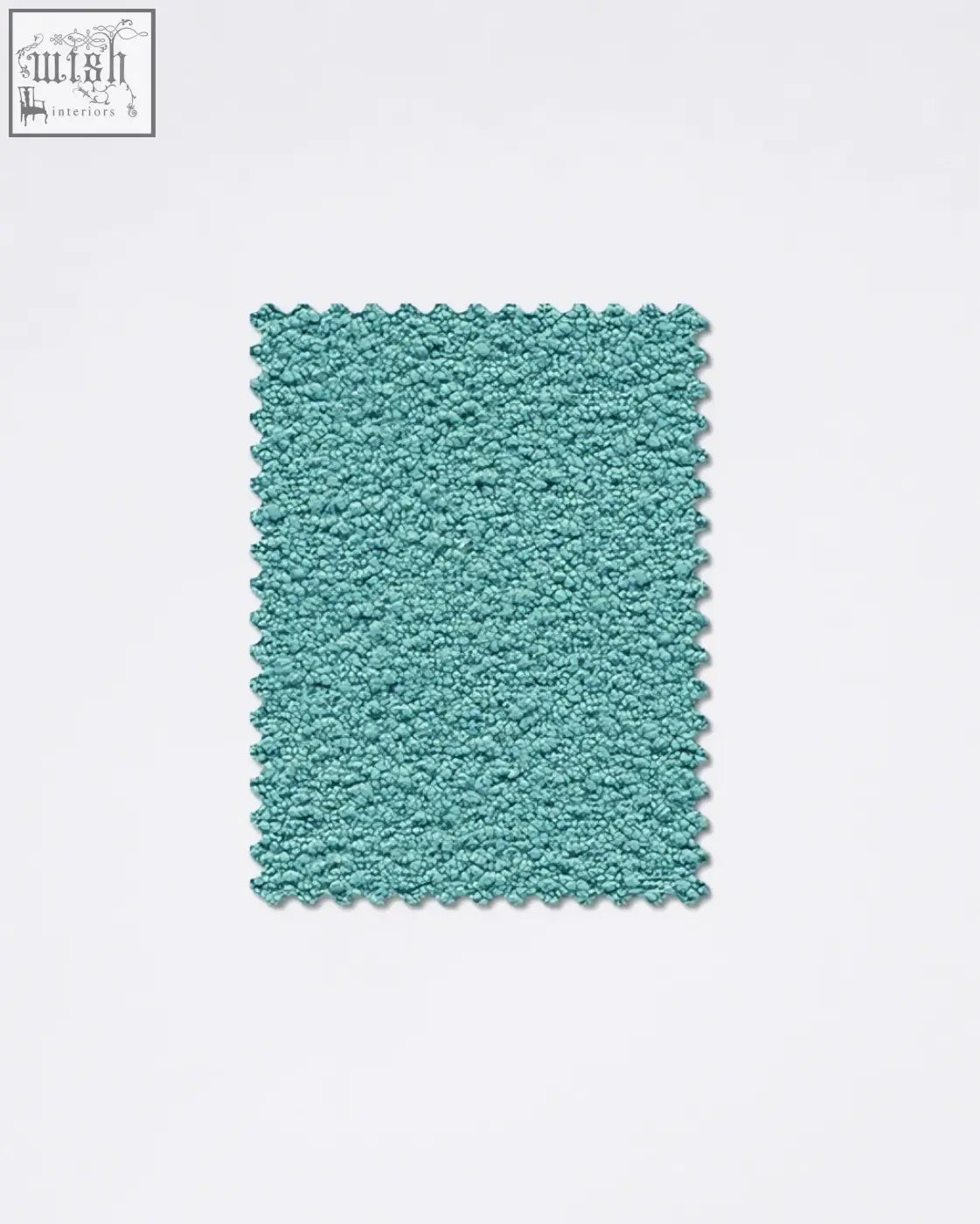 Teal plush teddyc-25 boucle fabric sample bath mat with soft fuzzy surface and scalloped edges
