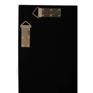 Black clipboard back with metallic hinged clips for hanging telese black decorative wall mirror