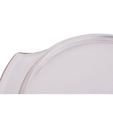 Clear plastic lid with rounded edge and ridged rim for telo pink deep fryer in soft pink color