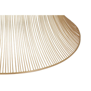 Gold-toned wire mesh semi-circular table mat for templar coffee table with sleek modern design and durable metal build