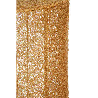 Templar gold finish mesh set of 2 round side tables with gold finish mesh woven rattan and natural fiber design