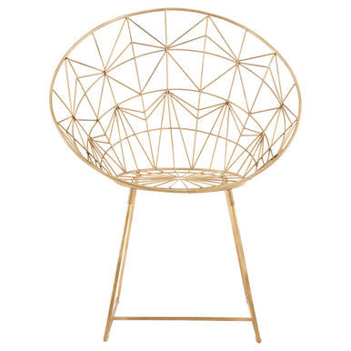 Templar gold frame occasional chair with a modern gold wireframe geometric design and angular structure