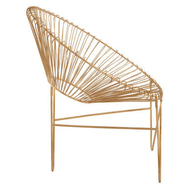 Templar gold wire frame occasional chair in golden metal with sleek modern design for stylish seating