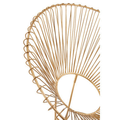 Temple gold wire frame occasional chair with a gold-toned wireframe and fan-like radial design shown from the back