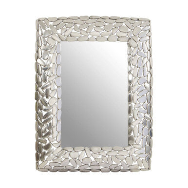 Templar rectangular wall mirror with a silver pebble mosaic frame perfect as a stylish rectangular wall mirror