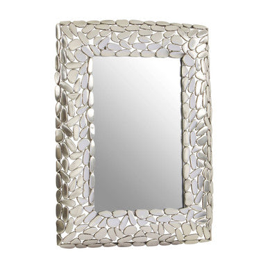 Templar rectangular wall mirror with a silver pebble textured frame perfect for stylish rectangular wall decor