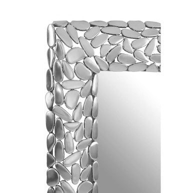 Templar rectangular wall mirror with silver pebble-textured frame perfect as a stylish rectangular wall mirror