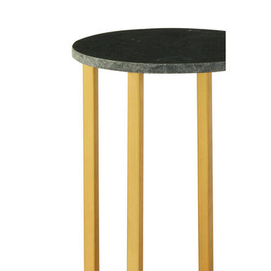 Templar small marble side table with black marble top and slender gold tone legs for stylish small spaces