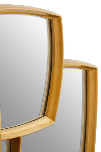Modern rectangular wall mirror with a sleek gold-effect frame in terni gold finish for stylish home decor