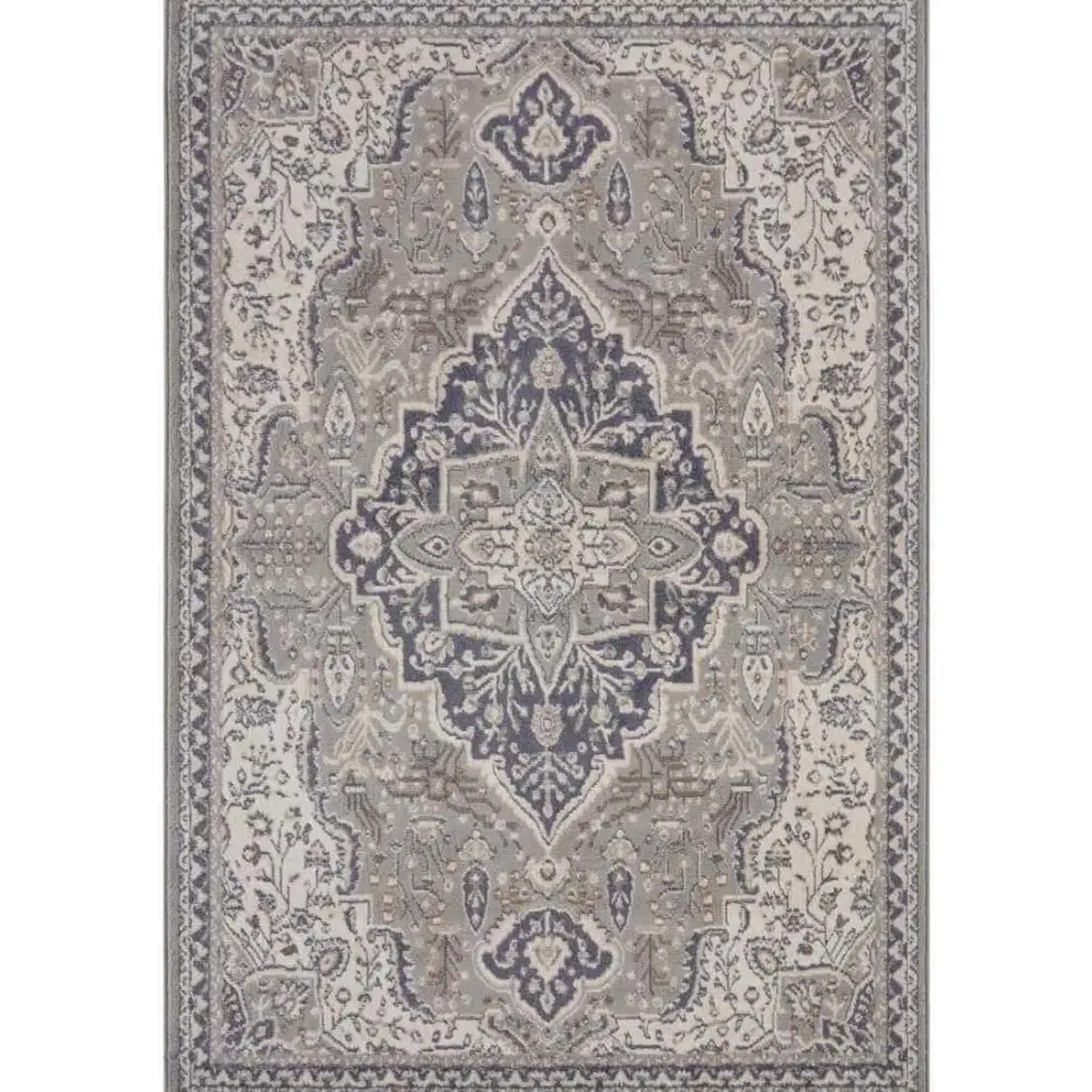 Terrain Designer Shortpile Rug – Medallion Design - 80X120 cm / Grey/Cream - Rugs