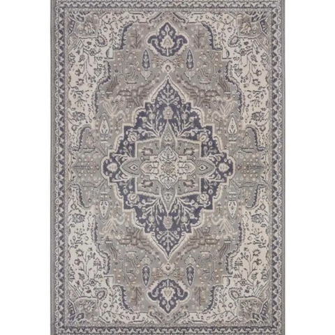 Terrain Designer Shortpile Rug – Medallion Design - 80X120 cm / Grey/Cream - Rugs