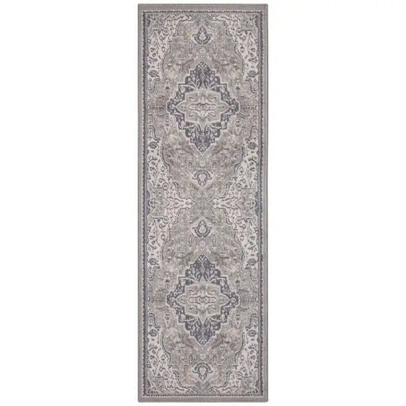 Terrain Designer Shortpile Rug – Medallion Design - 80X200 cm / Grey/Cream - Rugs
