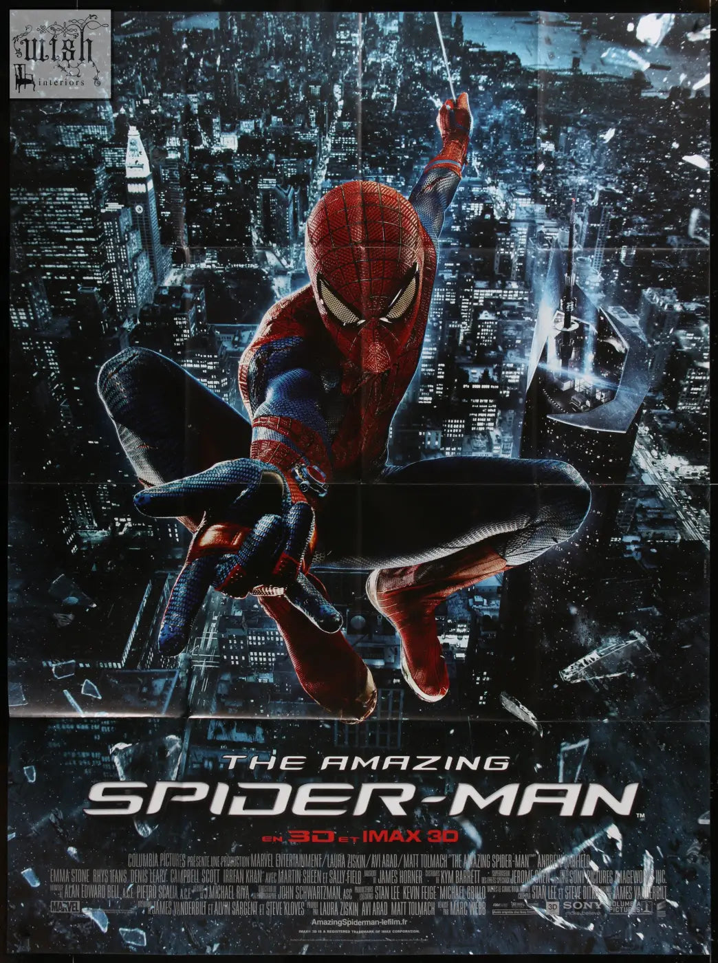 The amazing spider-man 2012 original folded french one-panel movie poster featuring red and blue suit with black gloves
